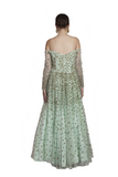 Mint Green Sequence Designer Backless Gown