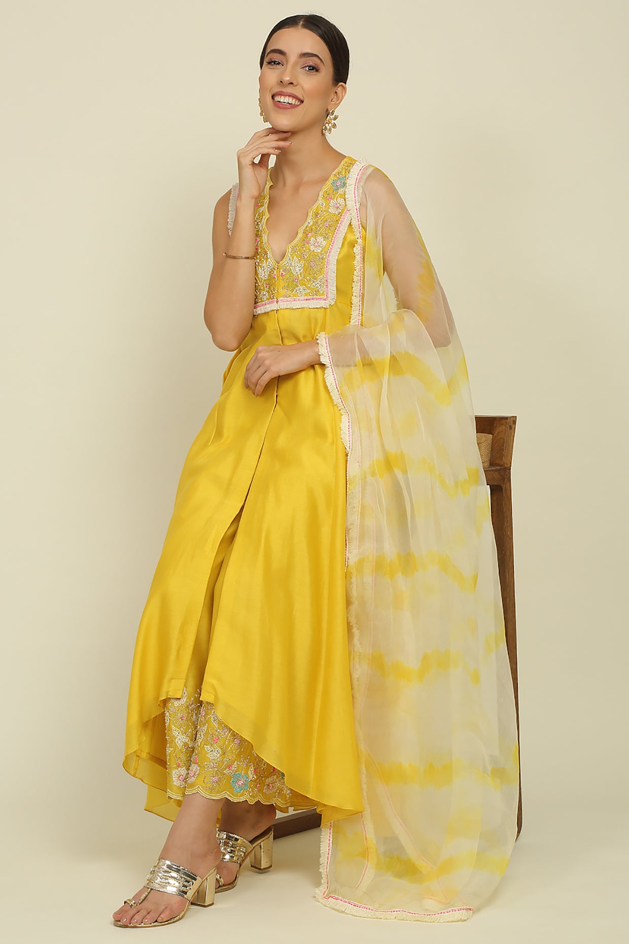 Yellow Chanderi Suit Set