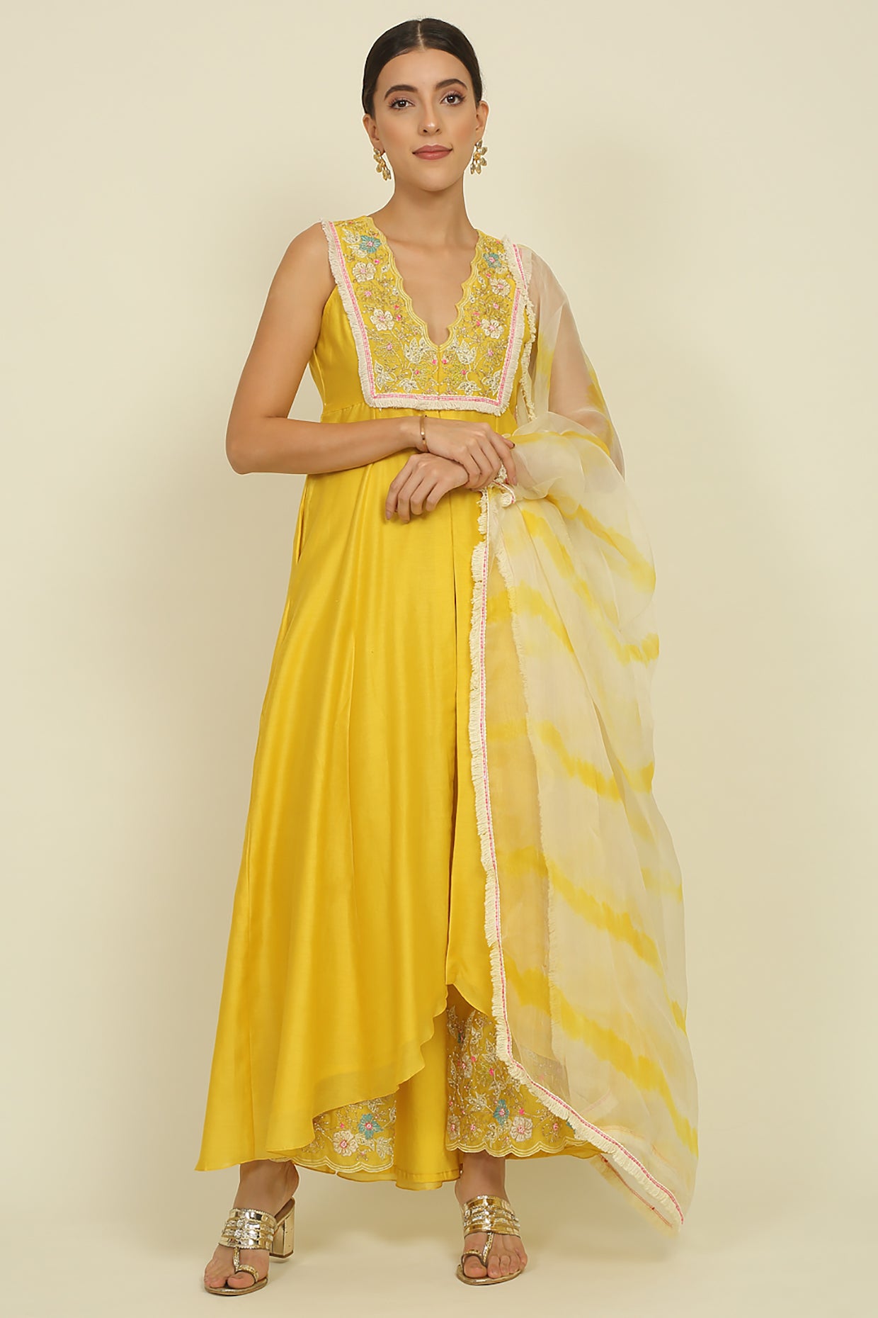 Yellow Chanderi Suit Set