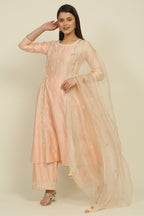 Peach Chanderi Suit Set