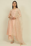 Peach Chanderi Suit Set