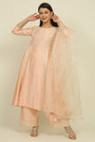 Peach Chanderi Suit Set