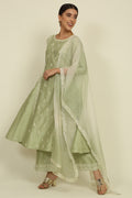 Pista Green Chanderi Suit Set