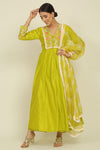 Lime Green Chanderi Suit Set