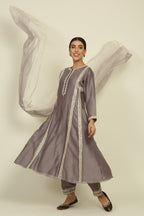 Grey Chanderi Suit Set
