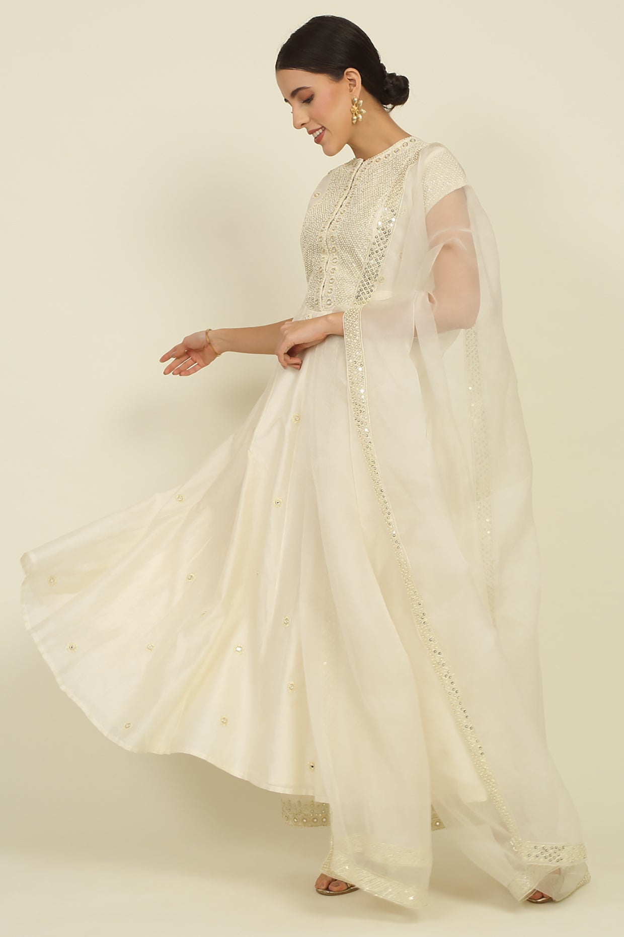 Ivory Chanderi Suit Set