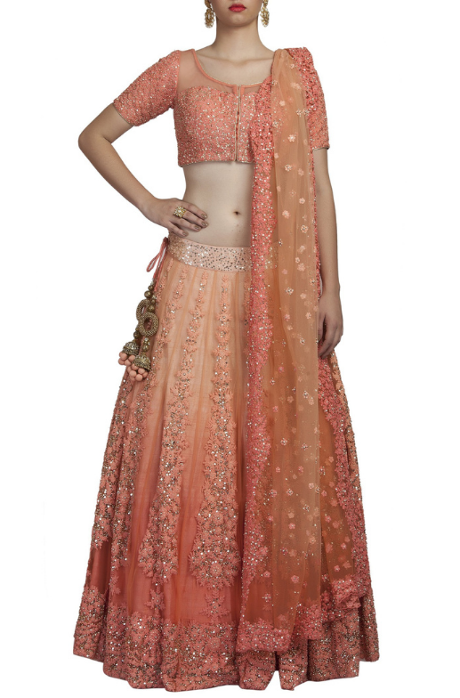 Dori Handwork Blouse Ombre Dyed  and Rawsilk Lehenga with Dupatta