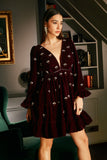 Wine Velvet Dress