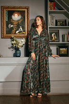 Black Velvet Printed Jumpsuit