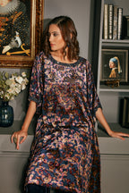 Midnight Blue Printed Velvet  Suit Set