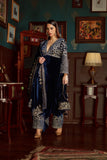 Midnight Blue Embroidered Velvet Suit Set