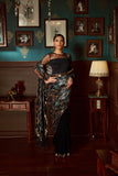 Black velvet Printed Saree