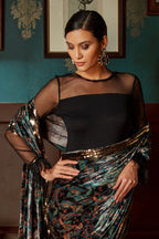 Black Velvet Printed Saree