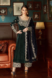 Bottle Green Velvet Anarkali Set