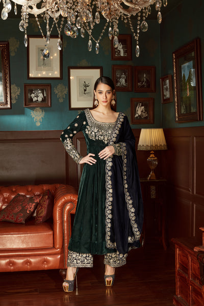 Wine Silk Velvet Anarkali Set - M | Aza fashion, Designer dresses indian,  Fashion