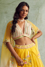 Yellow Organza Lehenga Set