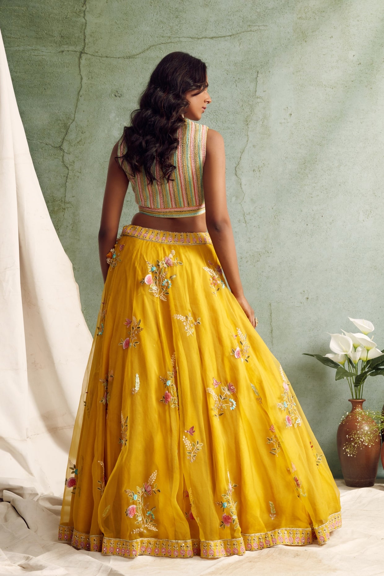Yellow Organza Lehenga Set