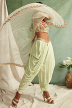 Mint Green Dhoti Pant And Cape Set