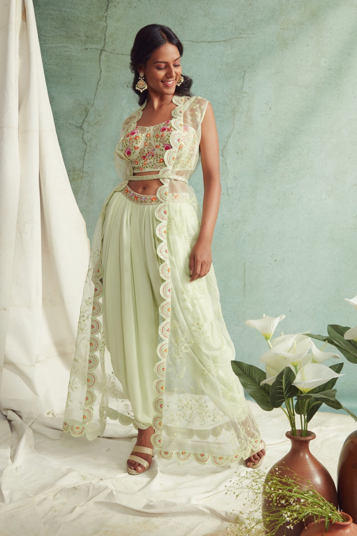 Mint Green Dhoti Pants Set