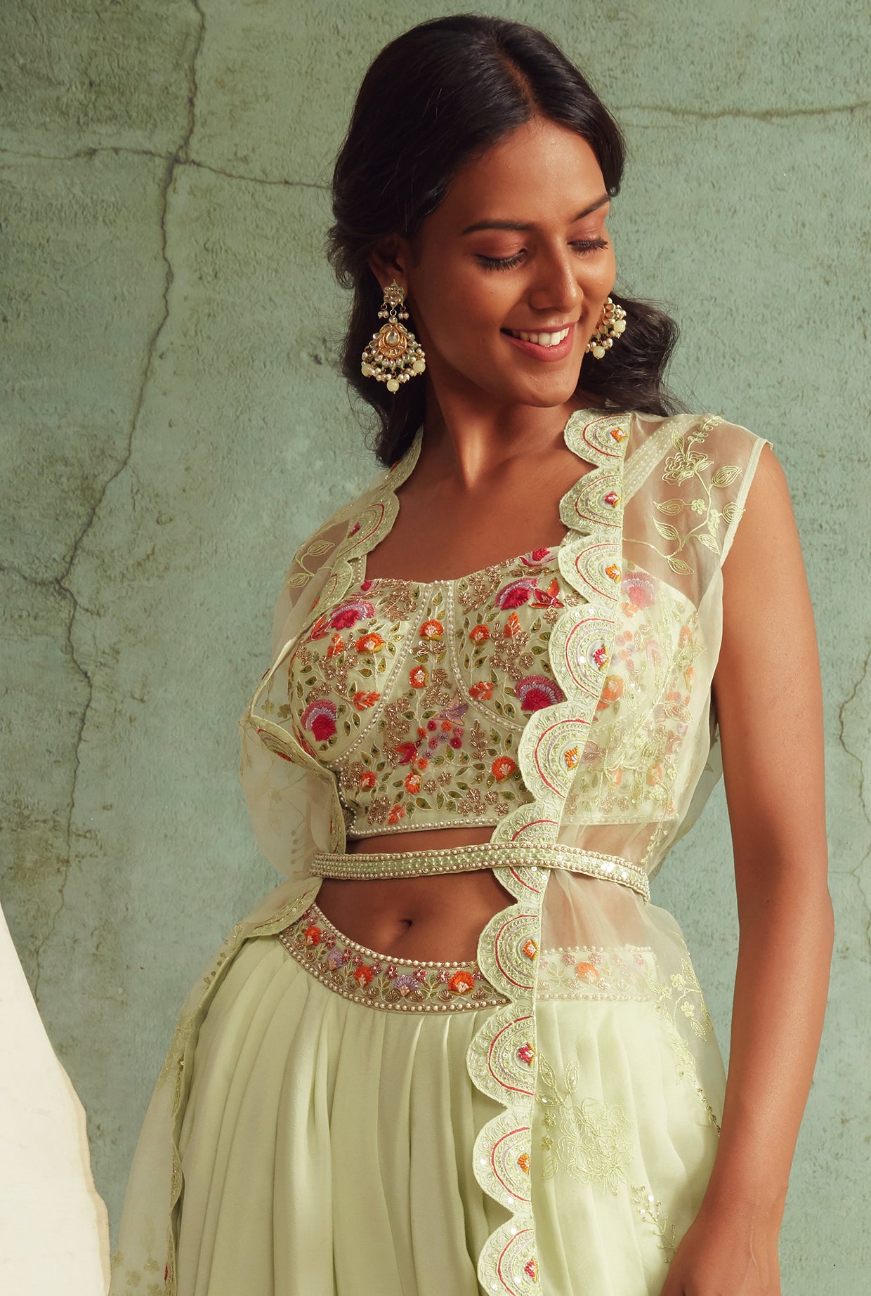 Mint Green Dhoti Pants Set