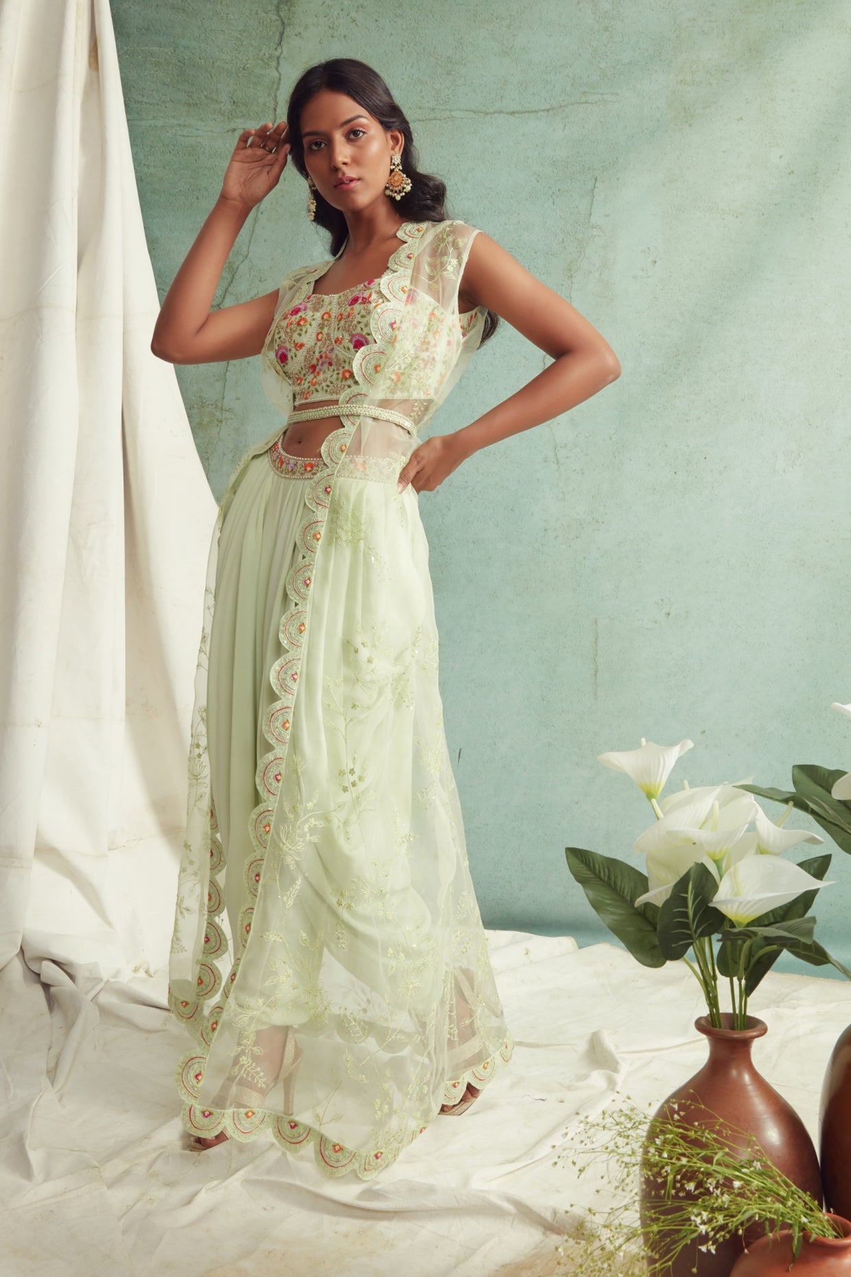 Mint Green Dhoti Pants Set