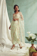 Mint Green Dhoti Pants With Dupatta