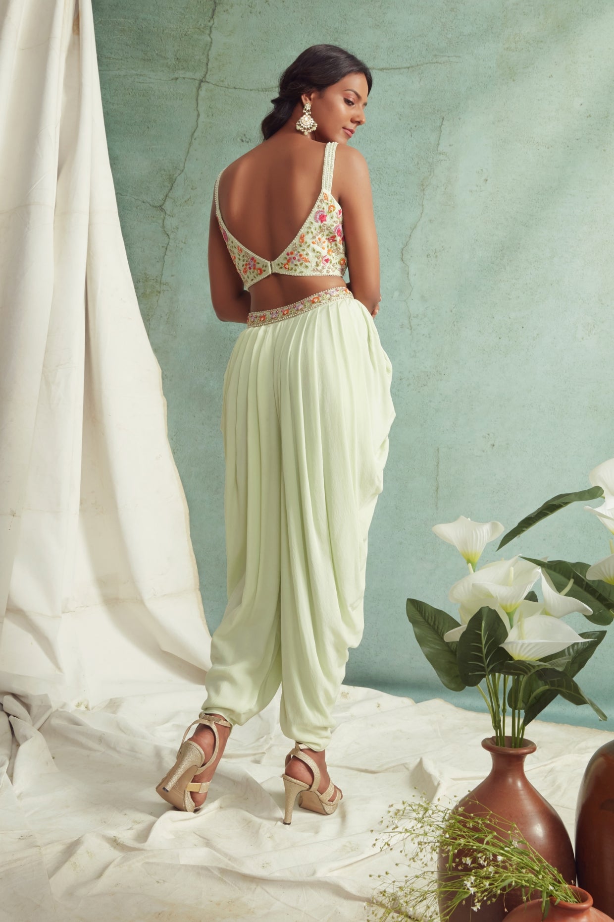 Mint Green Dhoti Pants Set
