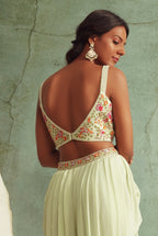 Mint Green Dhoti Pant And Cape Set