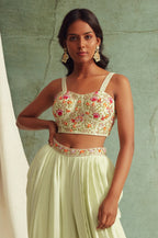 Mint Green Dhoti Pant And Cape Set