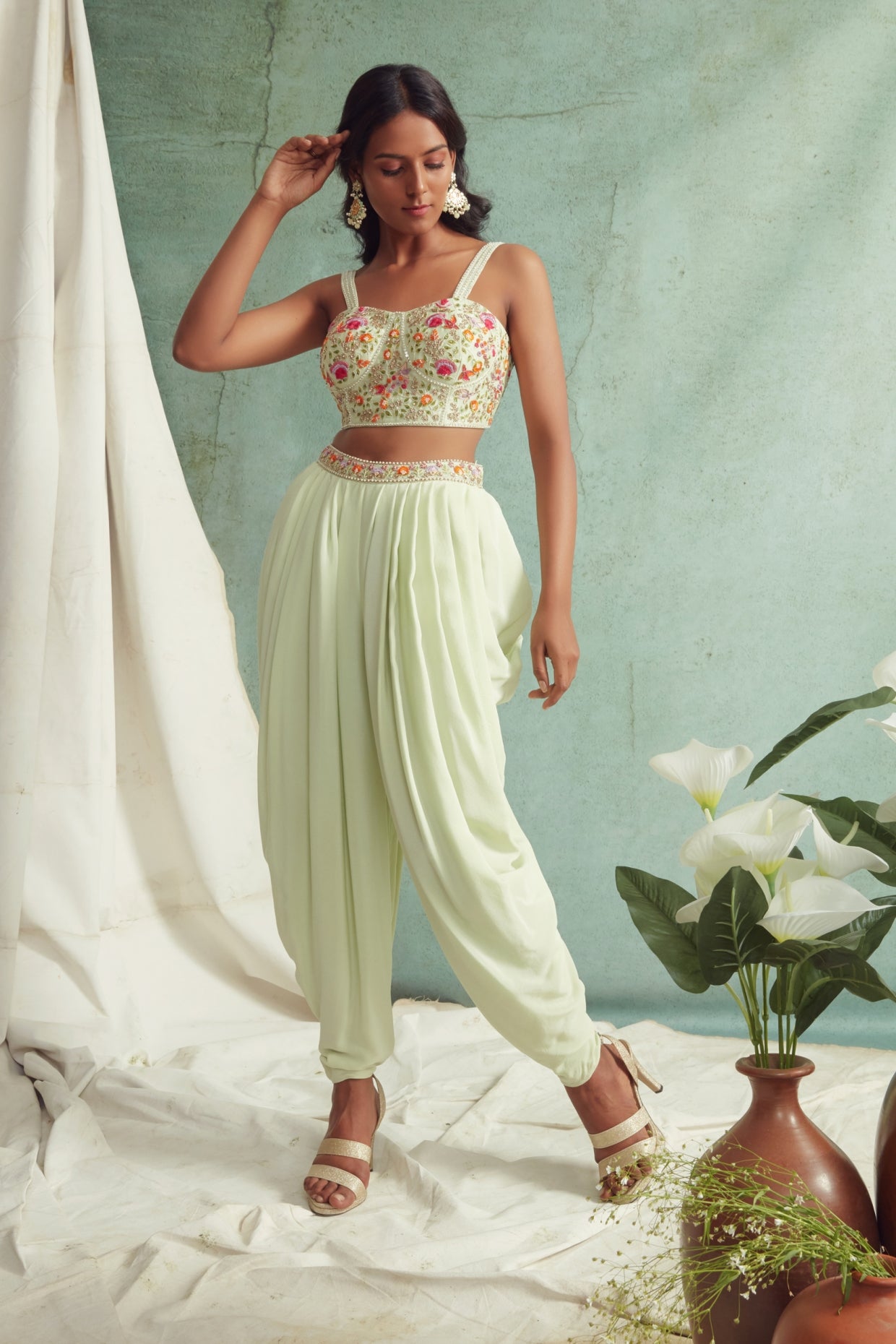 Mint Green Dhoti Pants Set
