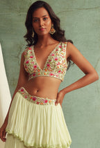 Mint Green Frilled Lehenga And Cape Set