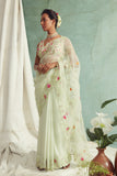 Mint Green Organza Embroidered Saree Set