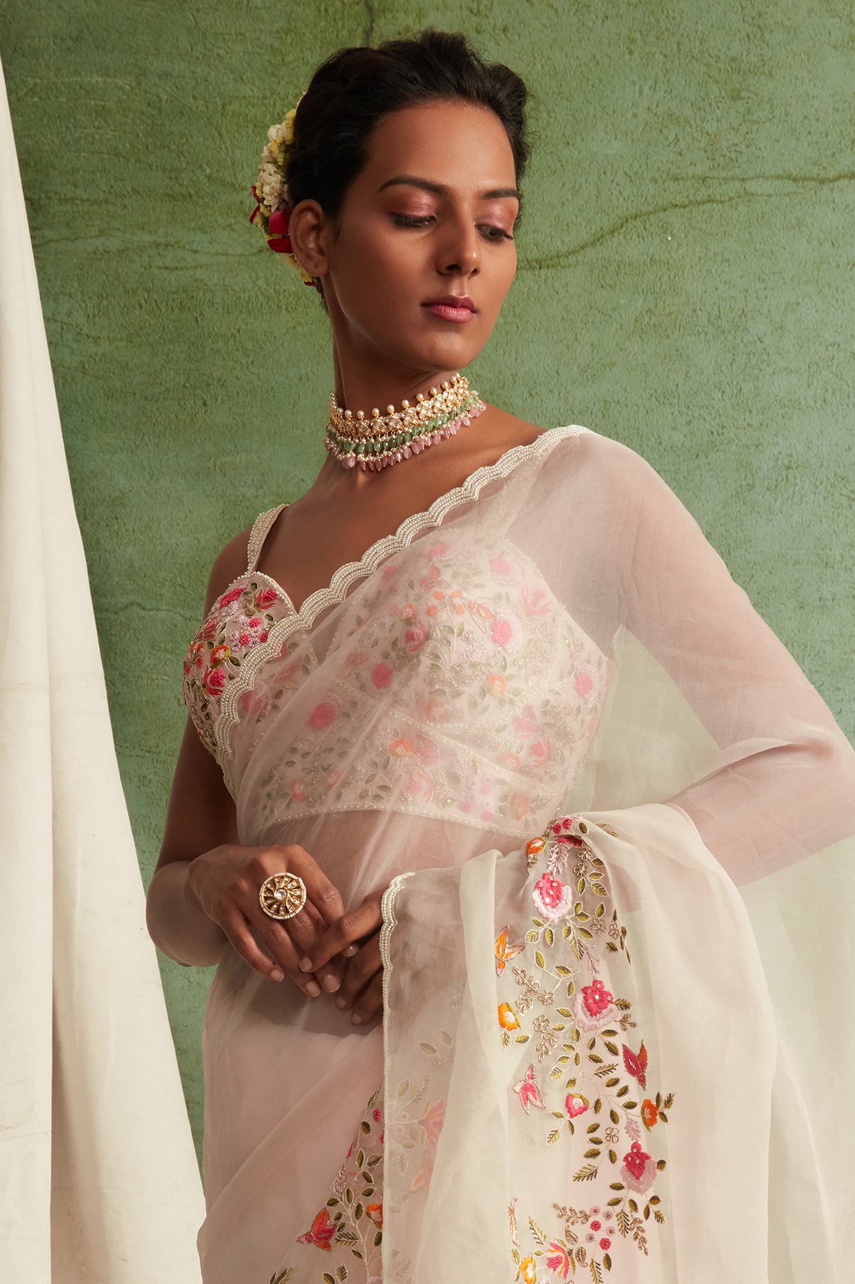 Blush Pink Organza Saree Set