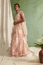 Blush Pink Embroidered Lehenga Set With Belt