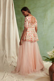 Blush Pink Embroidered Peplum Set