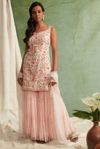 Blush Pink 3 Tier Sharara Set