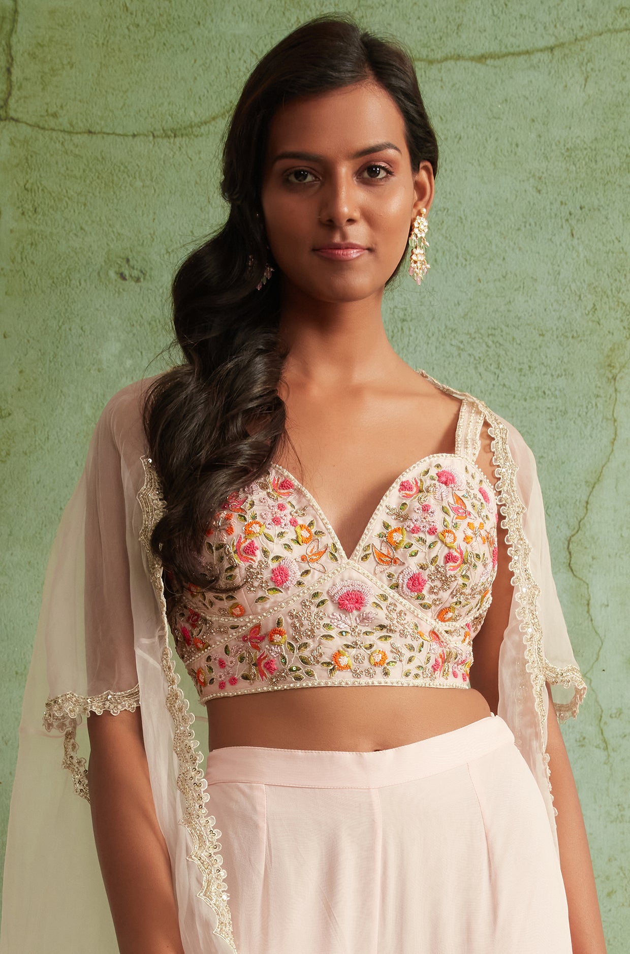 Blush Pink Bustier And  Sharara Set