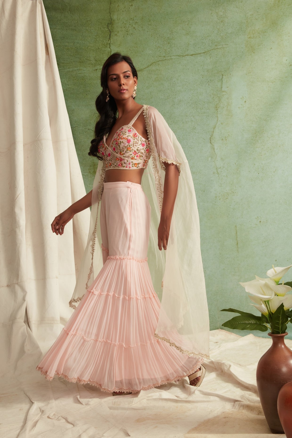 Blush Pink bustier and  Sharara Set