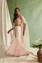 Blush Pink Bustier And  Sharara Set