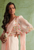 Blush Pink Pre-Draped Saree