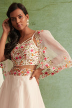 Blush Pink Skirt Top And Short Cape