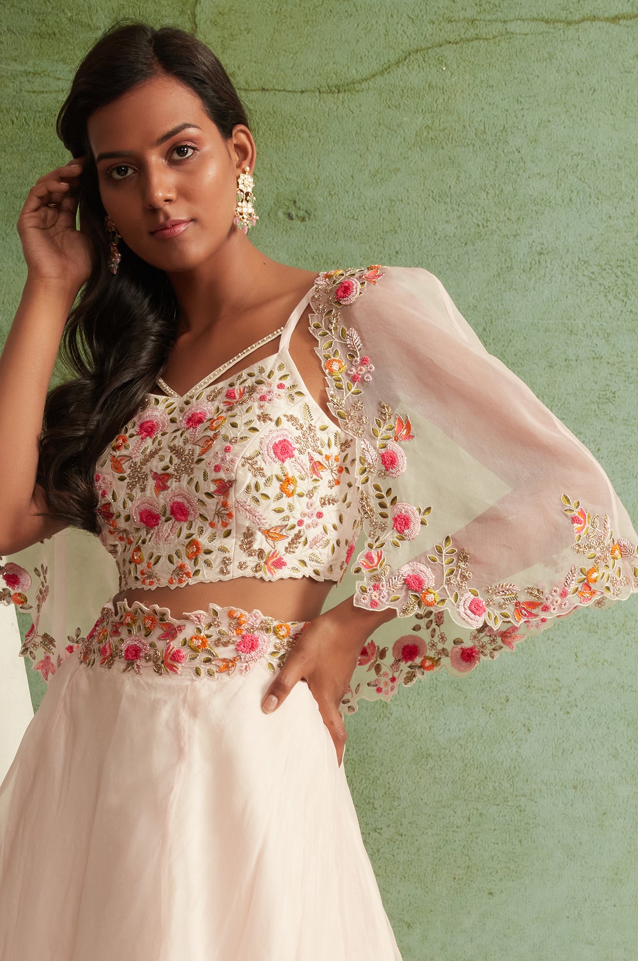 Blush Pink Skirt Top And Short Cape