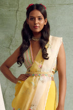 Yellow Ombre Dyed Saree Set