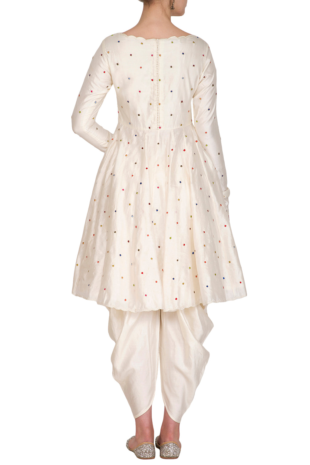 Polka Dotted Kurta With Dhoti Pant