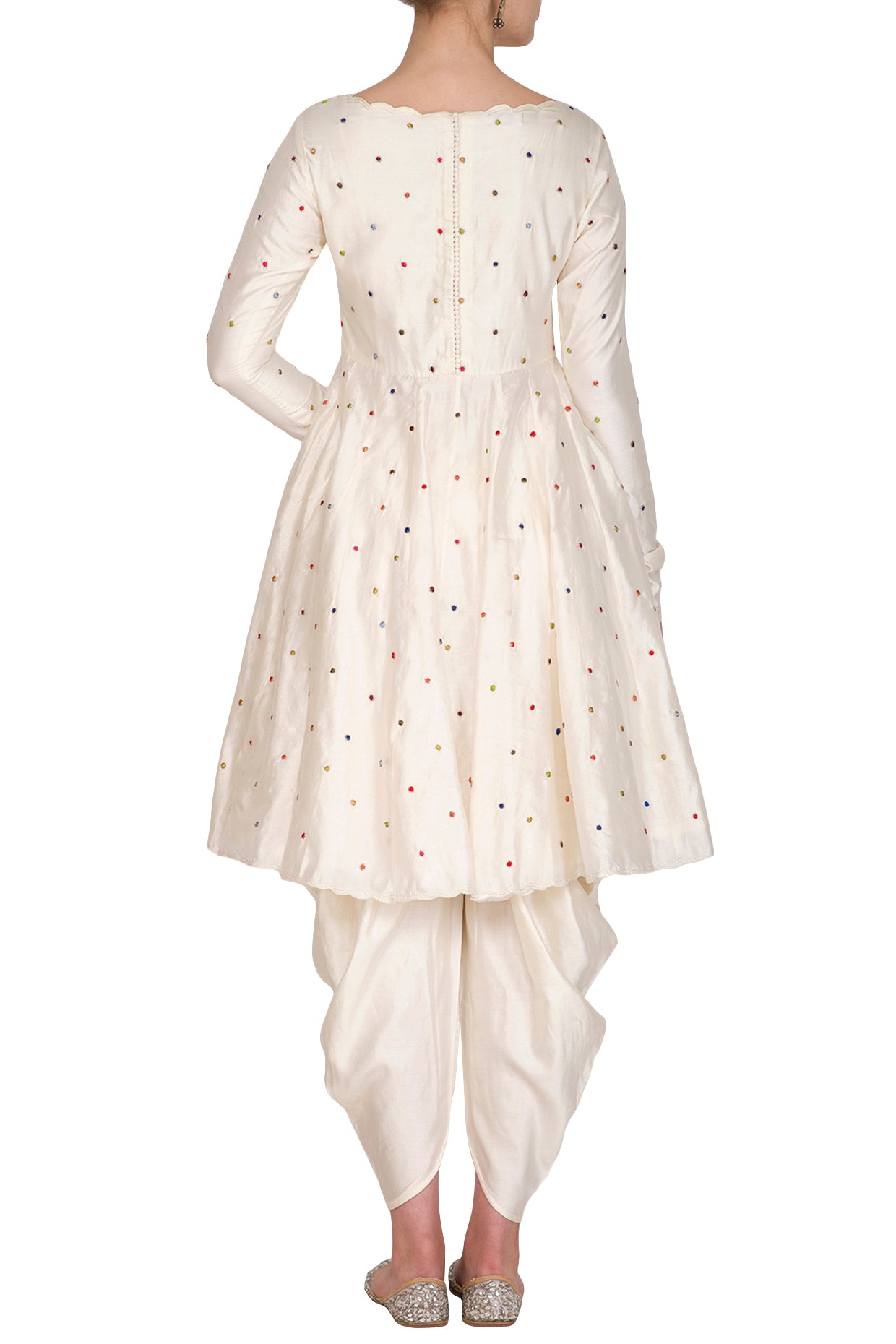 Polka Dotted Kurta With Dhoti Pant
