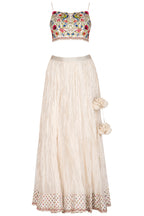 Embroidered Crop Top And Crinkle Skirt