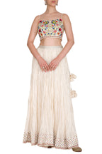 Embroidered Crop Top And Crinkle Skirt