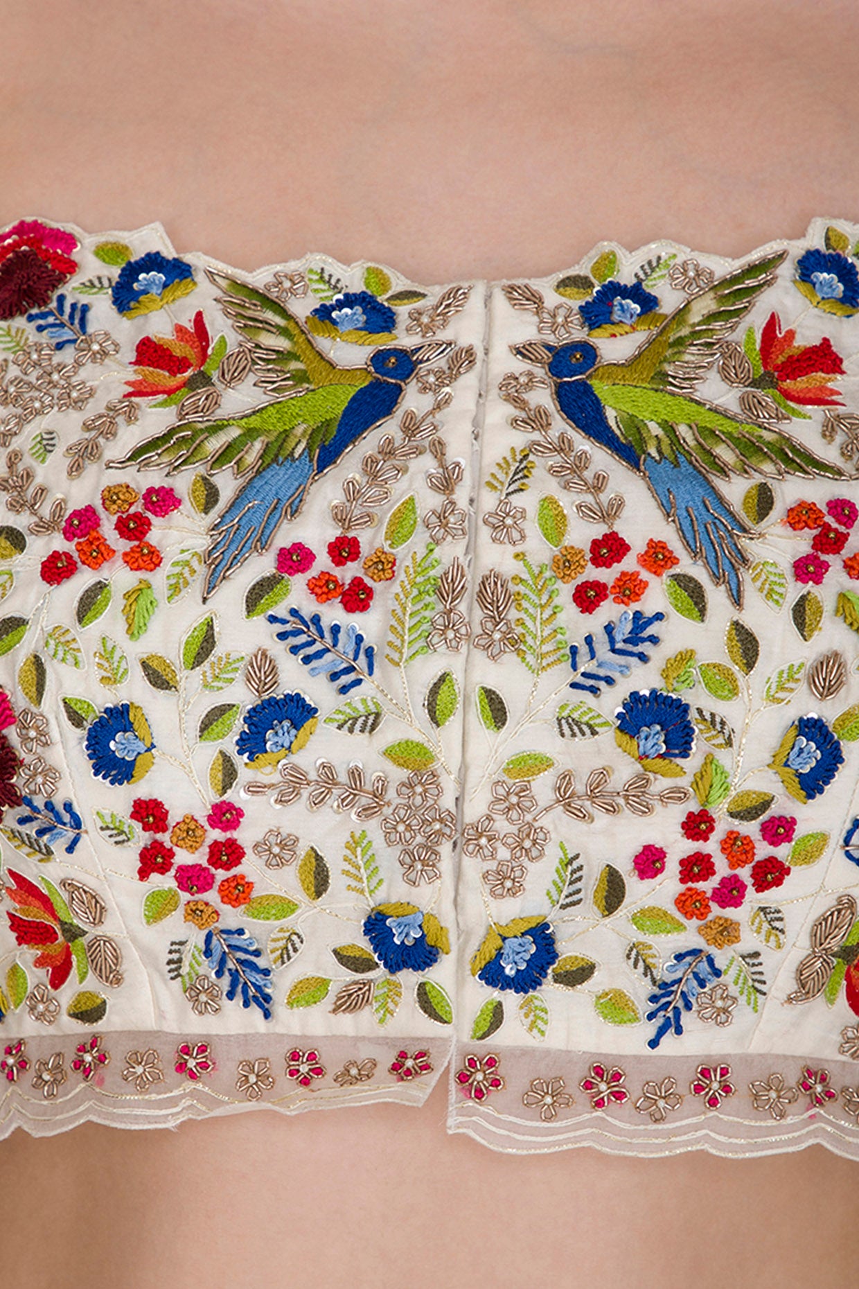 Embroidered Crop Top And Crinkle Skirt