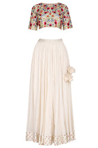 Ivory Lehenga With Multicoloured Embroidered Blouse And Dupatta