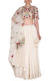 Ivory Lehenga with Multicoloured Embroidered Blouse and Dupatta